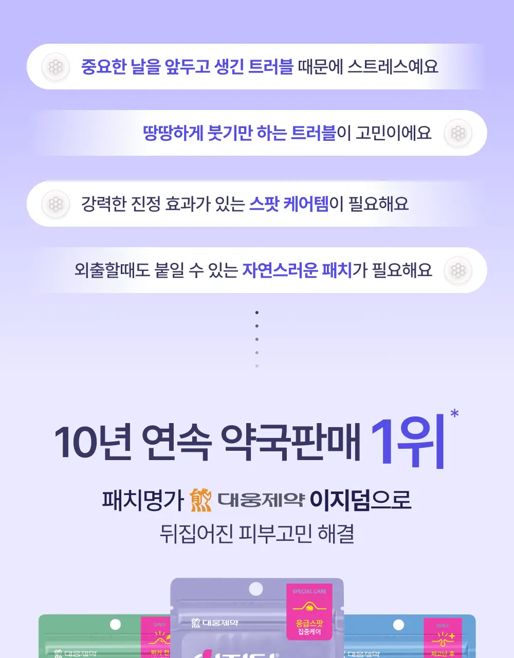 [앰플 단독증정/1등 응급패치] 이지덤 퀵카밍 스팟패치 8매 기획 (+진정앰플) / 트러블패치 상세페이지 10